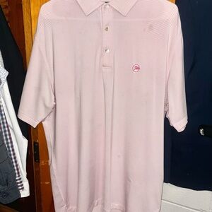 Peter Millar Men's Pink & White Striped Polo Shirt